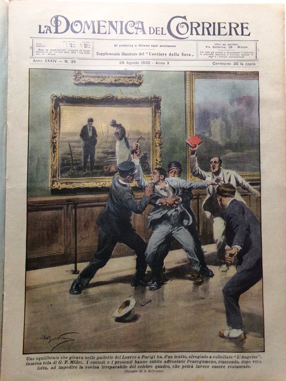 La Domenica del Corriere 28 Agosto 1932 Piccard Raffaello Vegetariani …