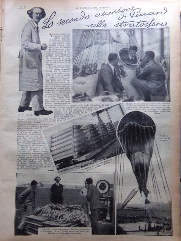 La Domenica del Corriere 28 Agosto 1932 Piccard Raffaello Vegetariani …