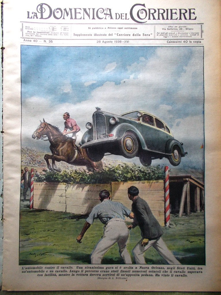 La Domenica del Corriere 28 Agosto 1938 Nuvolari Rawls Owens … | Immagine principale