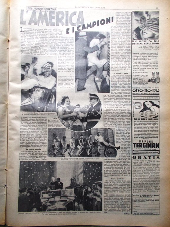 La Domenica del Corriere 28 Agosto 1938 Nuvolari Rawls Owens … | Immagine Gallery 4
