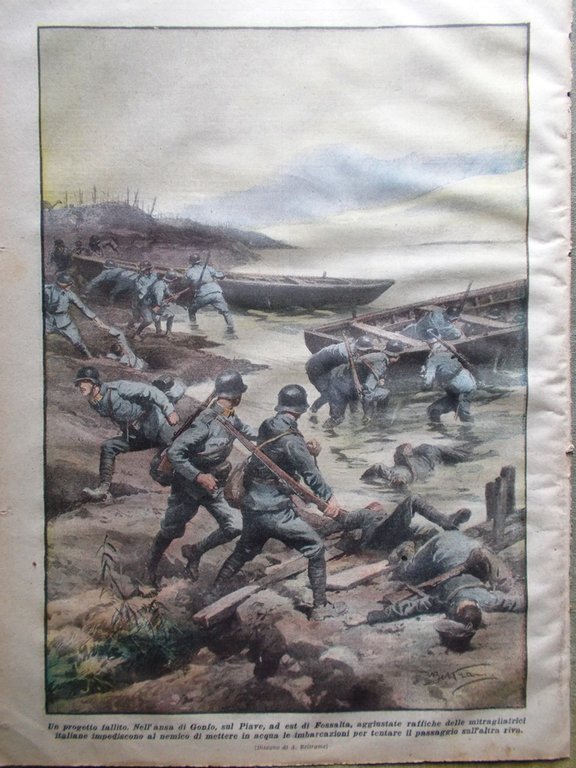 La Domenica del Corriere 28 Aprile 1918 WW1 Pensuti Battaglia …