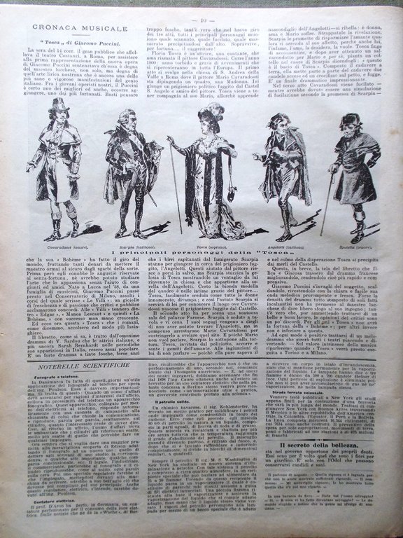 La Domenica del Corriere 28 Gennaio 1900 Tosca Puccini Francesco …