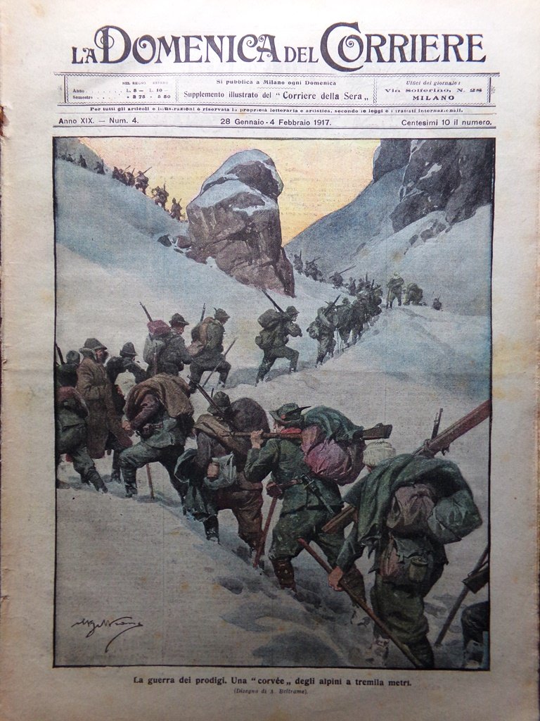 La Domenica del Corriere 28 Gennaio 1917 WW1 Marsica Neve …