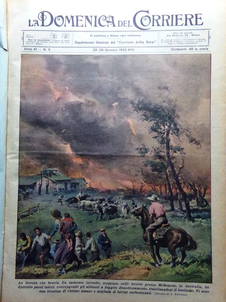 La Domenica del Corriere 28 Gennaio 1939 India Fuoco Bonaparte …