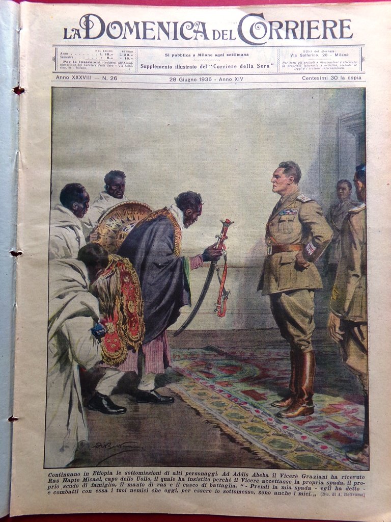 La Domenica del Corriere 28 Giugno 1936 Aiglon Yubdo Graziani …