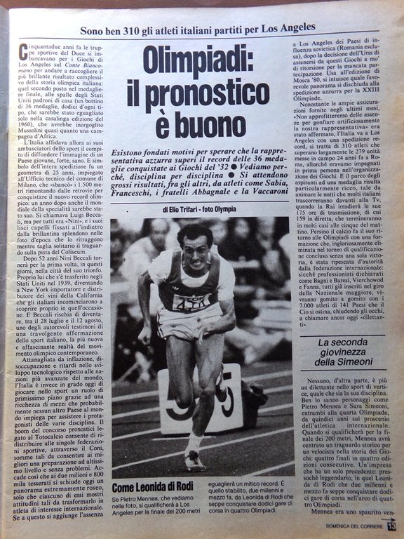 La Domenica del Corriere 28 Luglio 1984 Messner Ebe Olimpiadi …