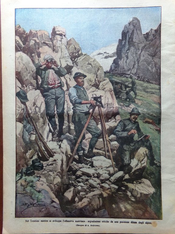 La Domenica del Corriere 28 Maggio 1916 WW1 Adamello Monfalcone …