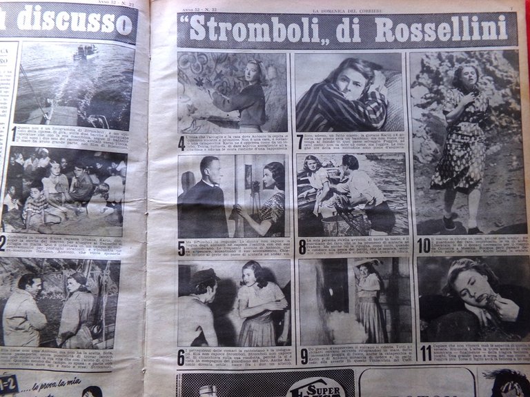 La Domenica del Corriere 28 Maggio 1950 Stromboli Rossellini Minatori …