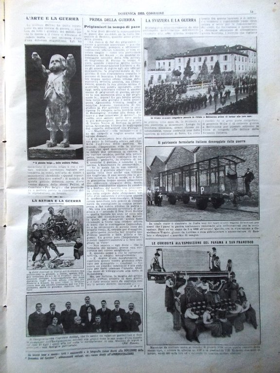 La Domenica del Corriere 28 Marzo 1915 WW1 Porto Genova …