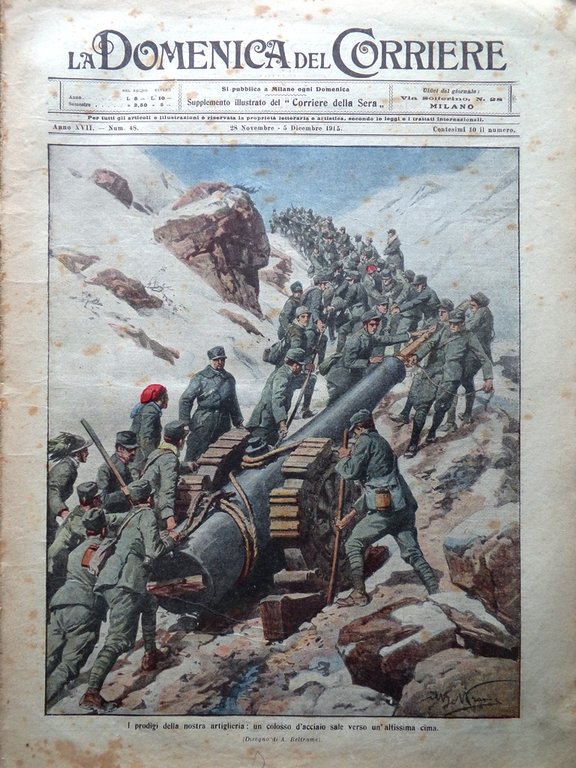 La Domenica del Corriere 28 Novembre 1915 WW1 Razzi Trincee …