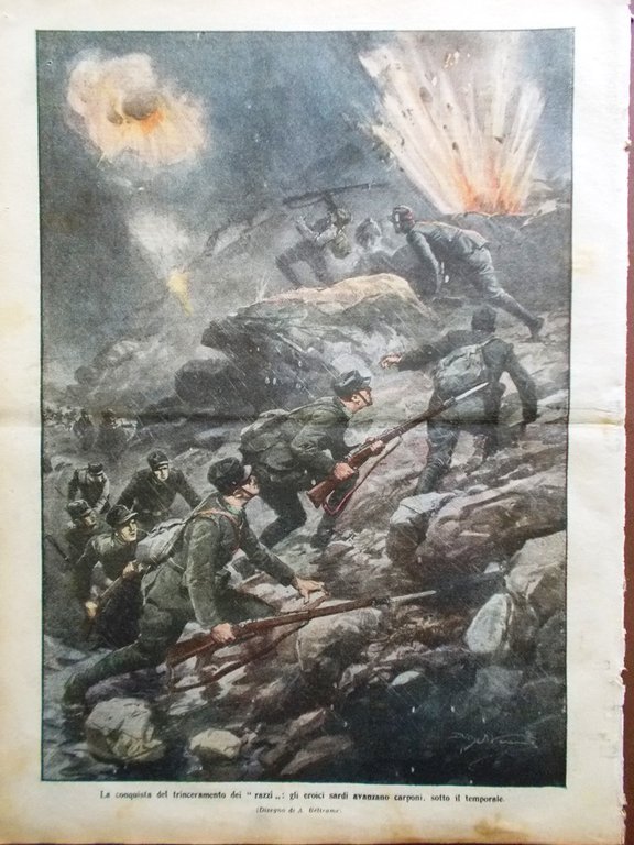 La Domenica del Corriere 28 Novembre 1915 WW1 Razzi Trincee …