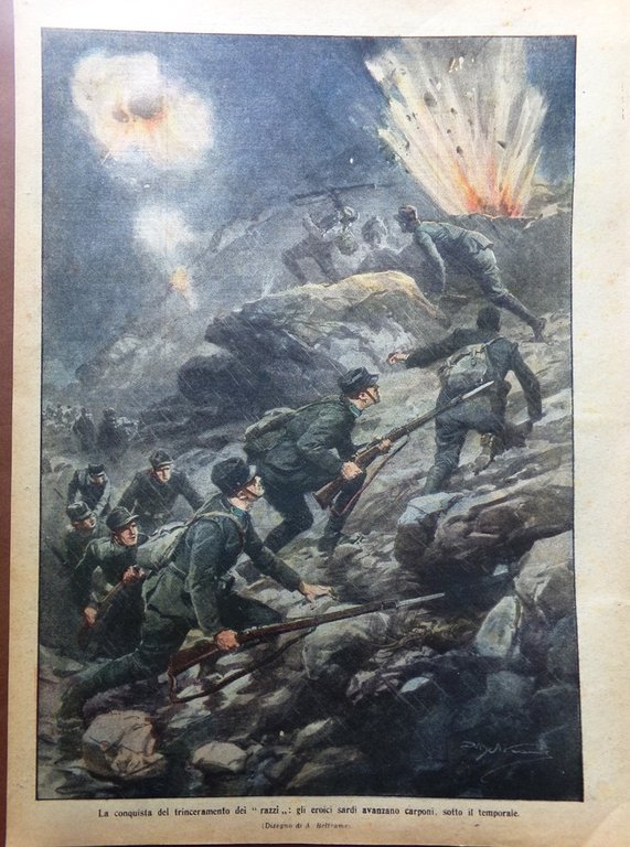 La Domenica del Corriere 28 Novembre 1915 WW1 Razzi Trincee …