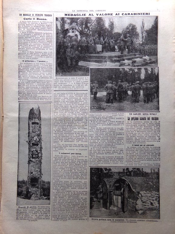 La Domenica del Corriere 28 Ottobre 1917 WW1 Medaglie Carabinieri …