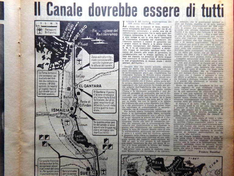 La Domenica del Corriere 28 Ottobre 1951 Canale Suez Andreu …