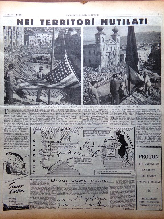 La Domenica del Corriere 28 Settembre 1947 Gorizia Trieste Cartapesta …