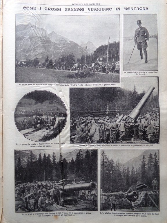 La Domenica del Corriere 29 Agosto 1915 WW1 Forte Pozzi …