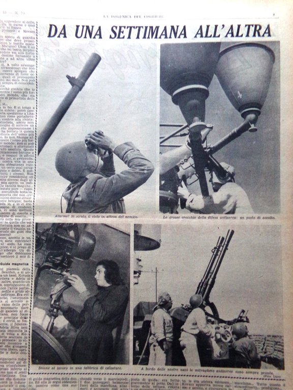 La Domenica del Corriere 29 Agosto 1943 WW2 Bombe Scala …
