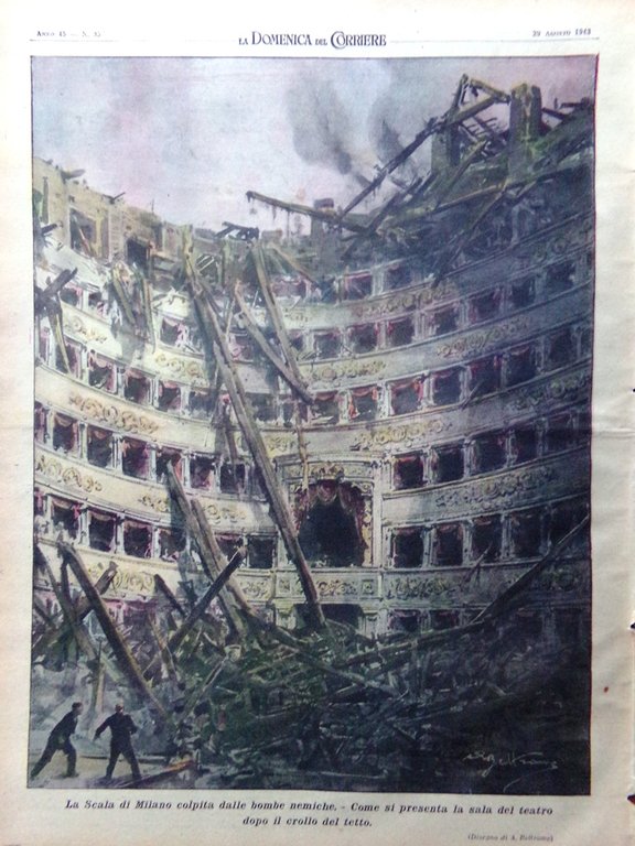 La Domenica del Corriere 29 Agosto 1943 WW2 Bombe Scala …