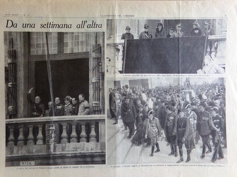 La Domenica del Corriere 29 Aprile 1934 Alpini Bologna Firenze …