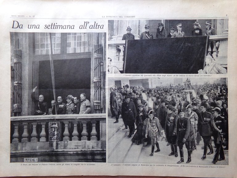 La Domenica del Corriere 29 Aprile 1934 Alpini Bologna Firenze …