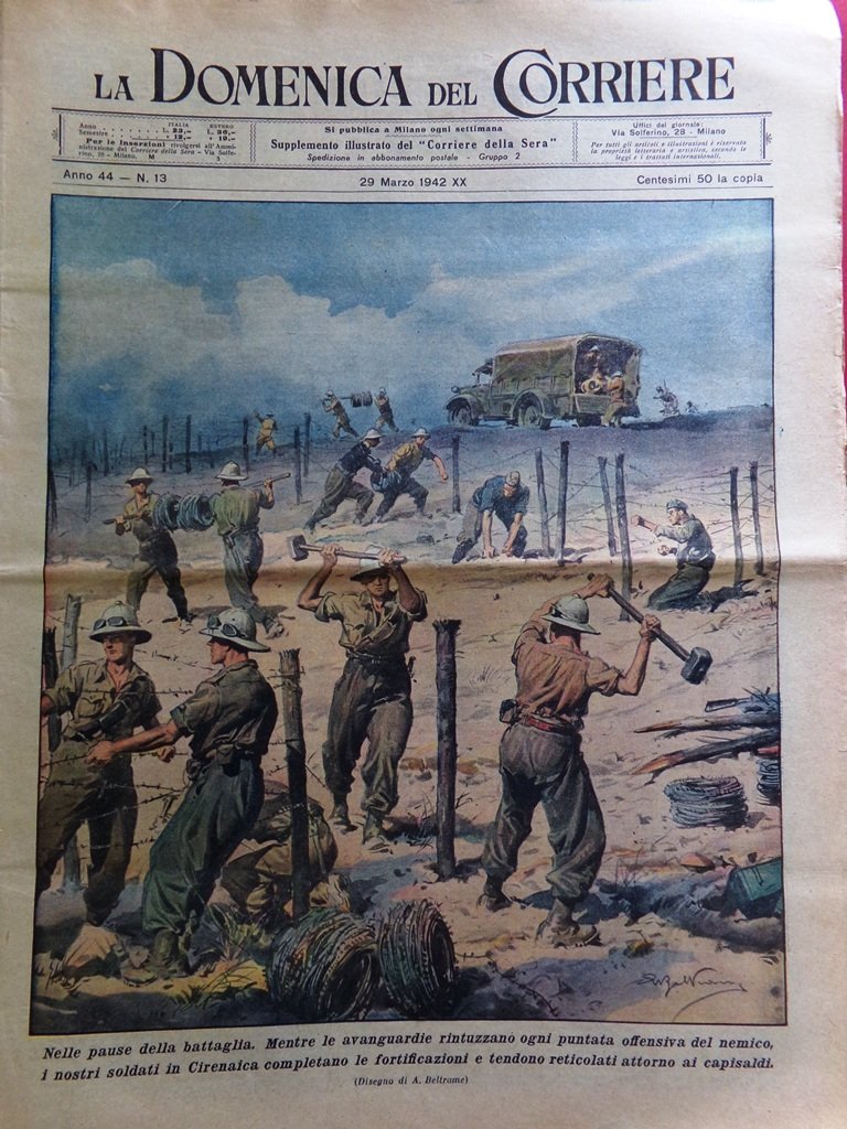 La Domenica del Corriere 29 Marzo 1942 WW2 Calcutta Marte …
