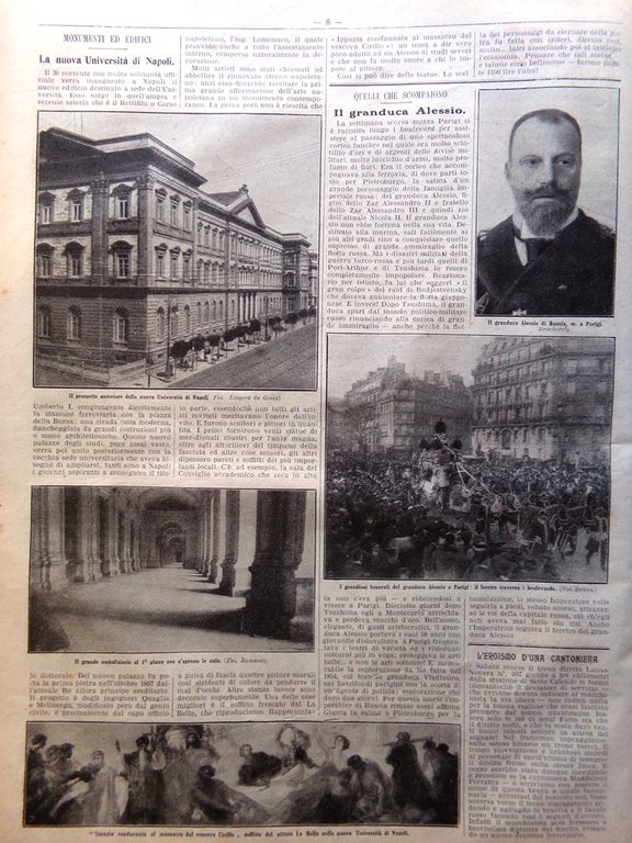 La Domenica del Corriere 29 Novembre 1908 Università Napoli Alluvioni …