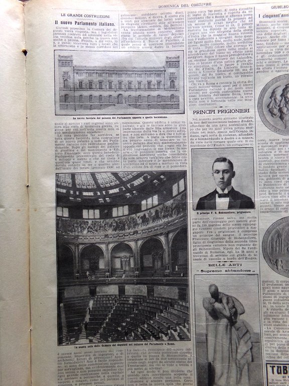 La Domenica del Corriere 29 Novembre 1914 WW1 Fiandre Parlamento …