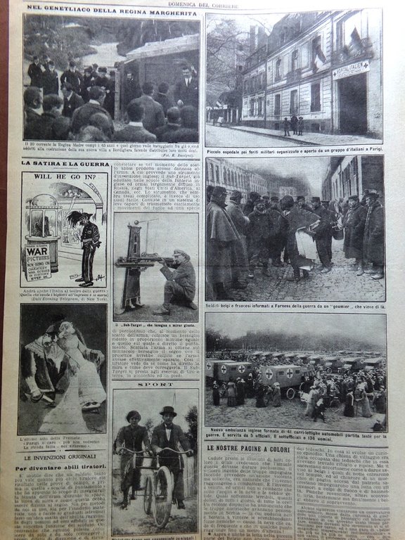 La Domenica del Corriere 29 Novembre 1914 WW1 Fiandre Parlamento …