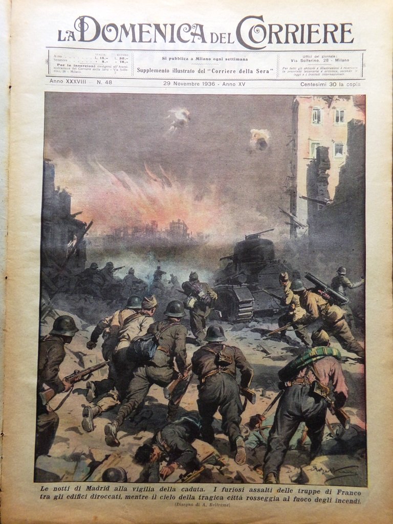 La Domenica del Corriere 29 Novembre 1936 Horthy Colaussi Traviata …