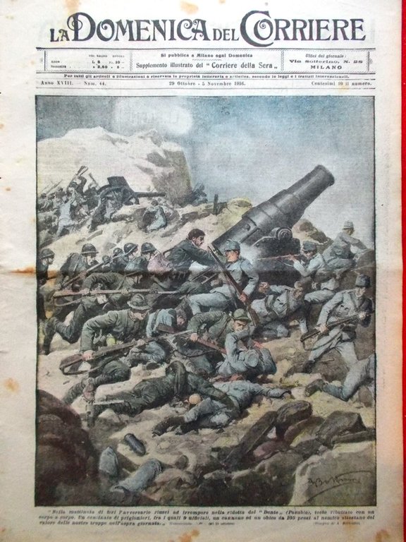 La Domenica del Corriere 29 Ottobre 1916 WW1 Somme Asiago …