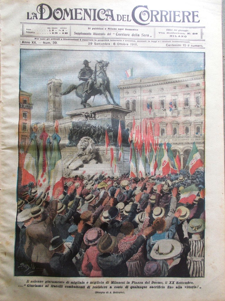 La Domenica del Corriere 29 Settembre 1918 WW1 Piazza Duomo …