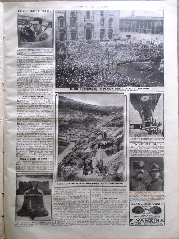 La Domenica del Corriere 29 Settembre 1918 WW1 Piazza Duomo …