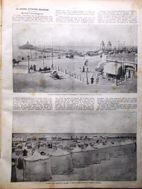 La Domenica del Corriere 3 Agosto 1902 Scheveningen Papa Rosso …