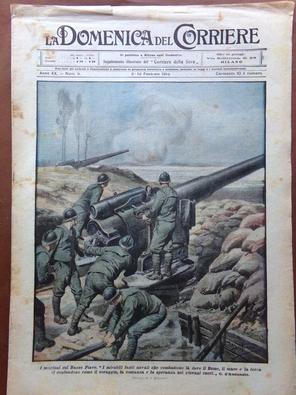 La Domenica del Corriere 3 Febbraio 1918 WW1 Goeben Taylorismo …
