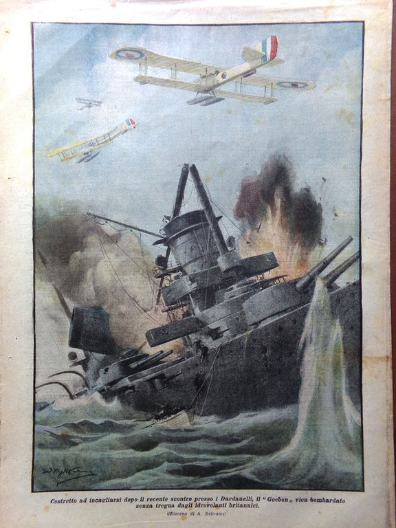 La Domenica del Corriere 3 Febbraio 1918 WW1 Goeben Taylorismo …