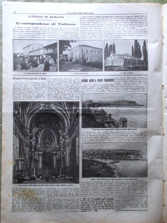 La Domenica del Corriere 3 Gennaio 1915 WW1 Valona Occupata …