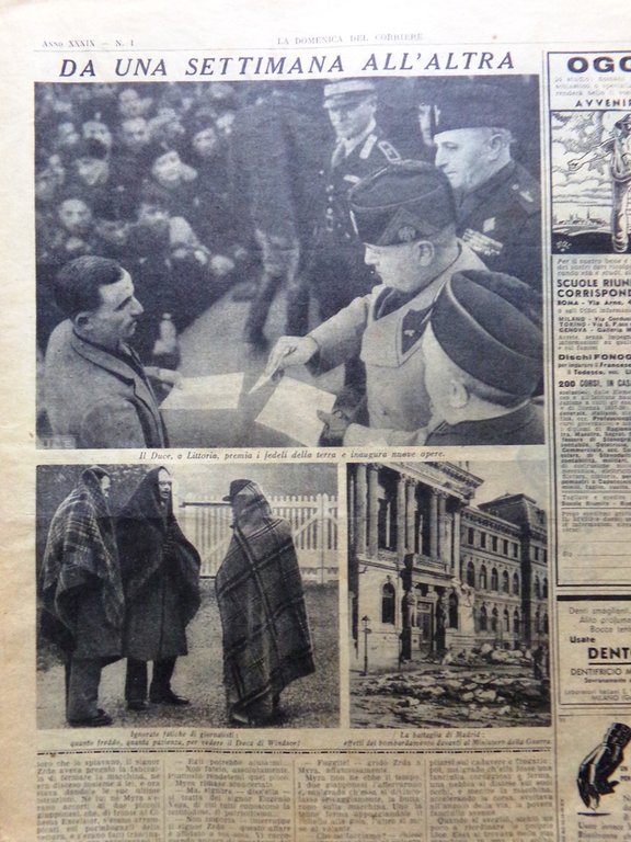 La Domenica del Corriere 3 Gennaio 1937 Terremoto Salvador Duce … | Immagine Gallery 2
