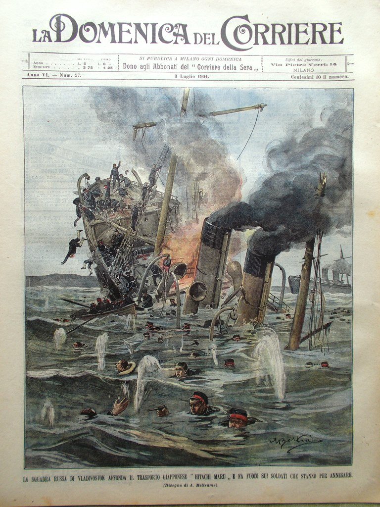 La Domenica del Corriere 3 Luglio 1904 Hitachi-Maru Loggia Osii …