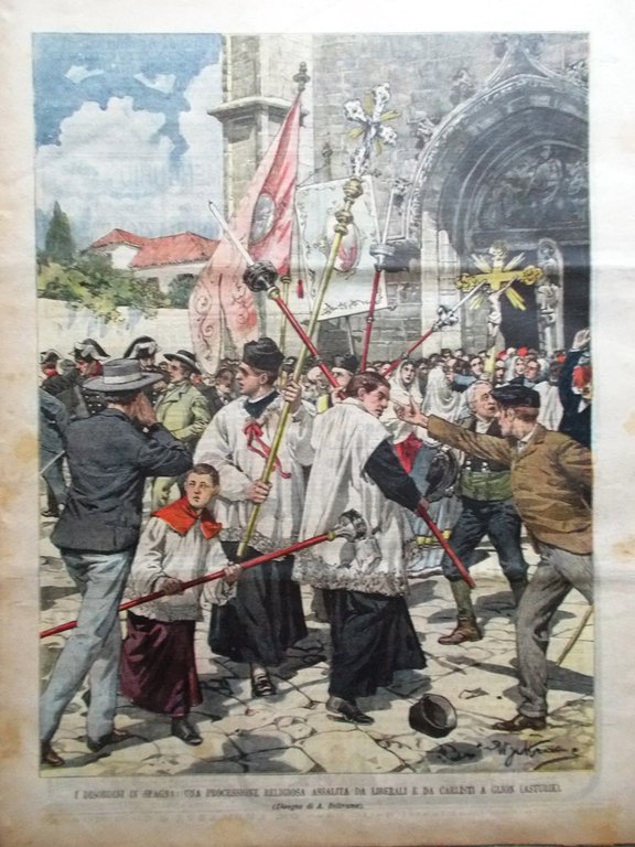 La Domenica del Corriere 3 Novembre 1901 Disordini Spagna Brigante …