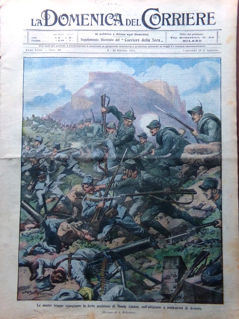 La Domenica del Corriere 3 Ottobre 1915 WW1 Battaglia Isonzo …