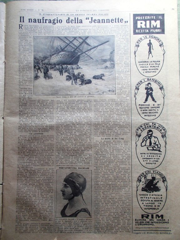 La Domenica del Corriere 30 Agosto 1931 Girardengo Jeannette Nautilus …