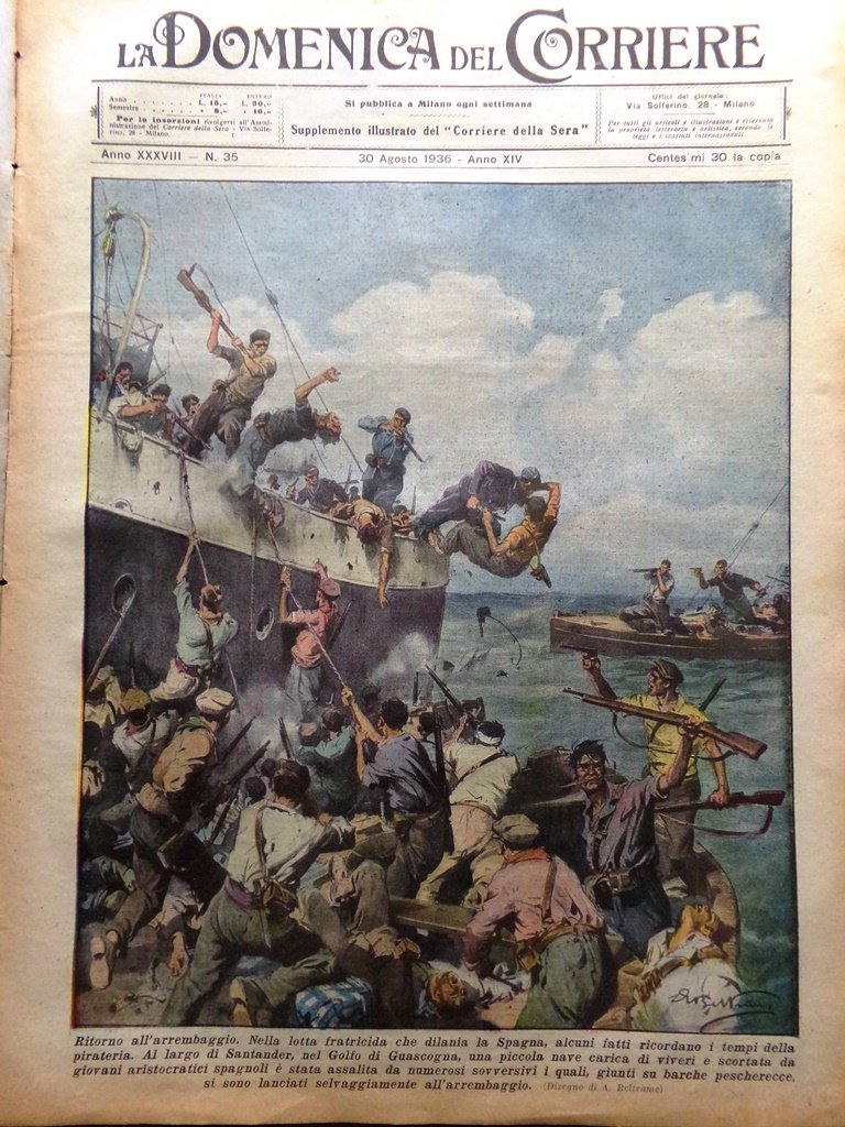 La Domenica del Corriere 30 Agosto 1936 Rivolta in Spagna …