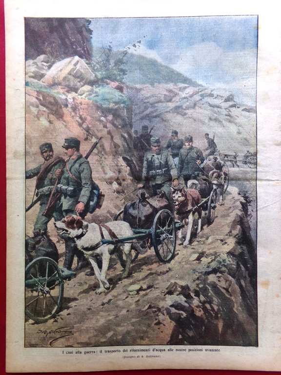 La Domenica del Corriere 30 Aprile 1916 WW1 Sagrado Zeppelin …