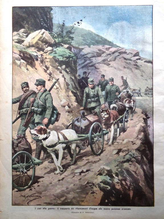 La Domenica del Corriere 30 Aprile 1916 WW1 Sagrado Zeppelin …