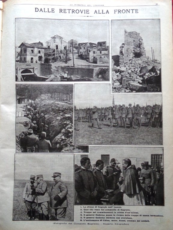 La Domenica del Corriere 30 Aprile 1916 WW1 Sagrado Zeppelin …