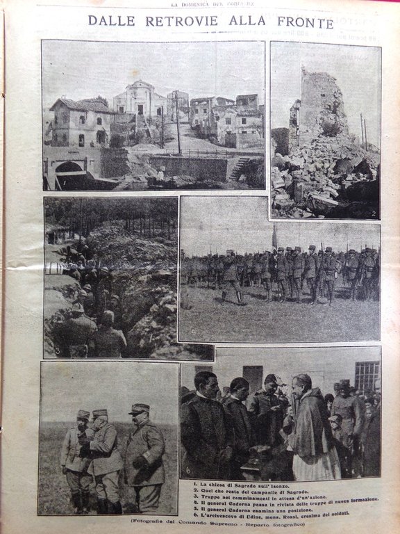 La Domenica del Corriere 30 Aprile 1916 WW1 Sagrado Zeppelin …