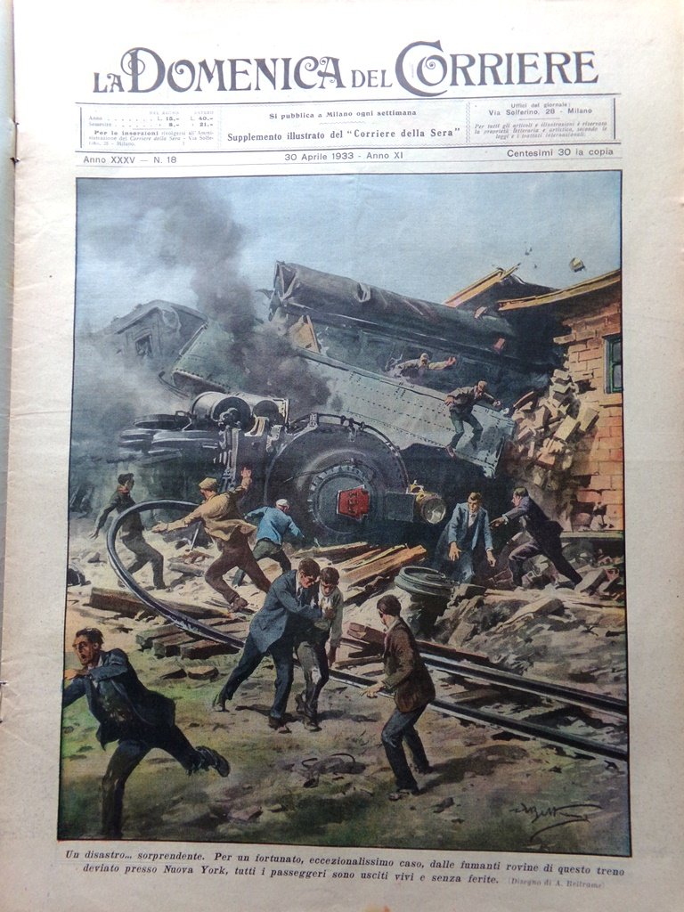La Domenica del Corriere 30 Aprile 1933 Natale Roma Siam … | Immagine principale