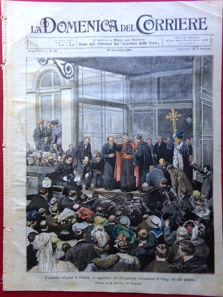 La Domenica del Corriere 30 Dicembre 1906 Conflitto Religioso Francia …