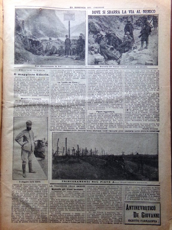 La Domenica del Corriere 30 Dicembre 1917 WW1 Ederle Trua …