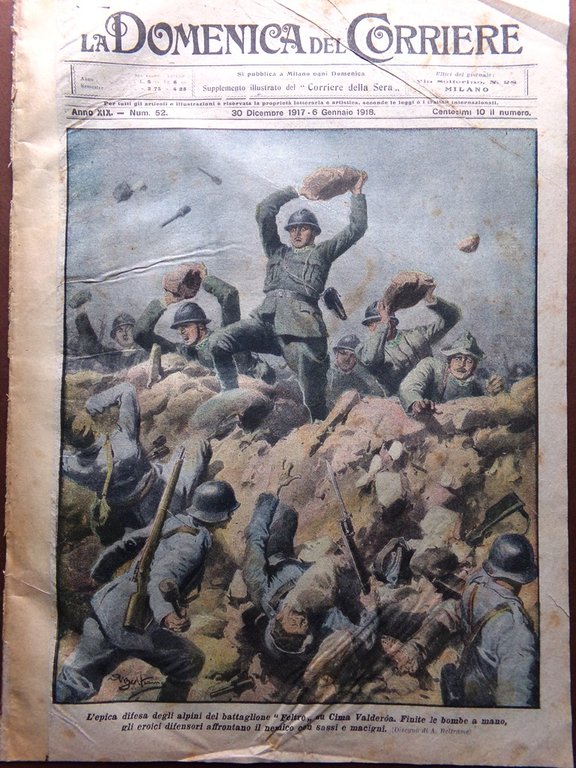 La Domenica del Corriere 30 Dicembre 1917 WW1 Ederle Trua …